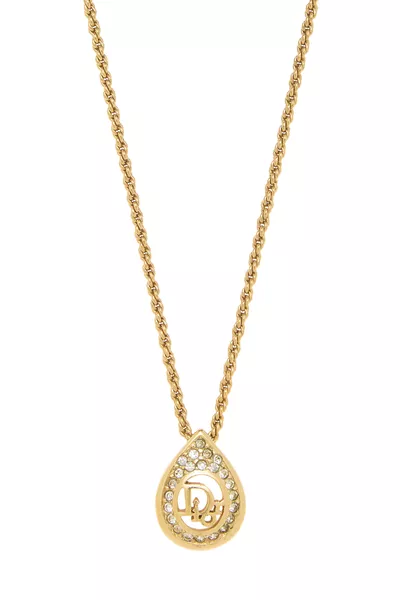 Gold Crystal Logo Necklace, , large