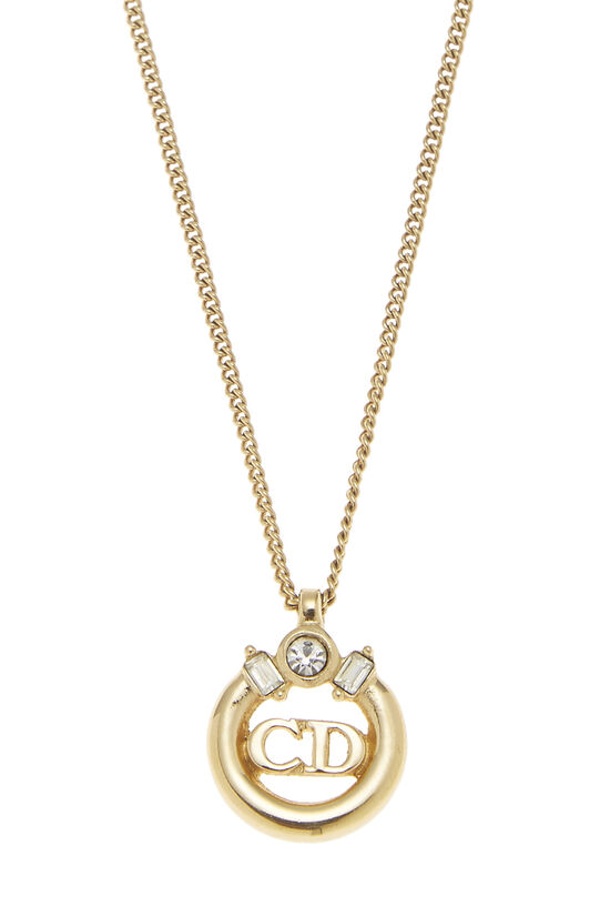 Gold & Crystal CD Logo Necklace, , large image number 1