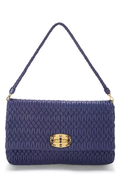 Purple Nappa Crystal Flap Shoulder Bag