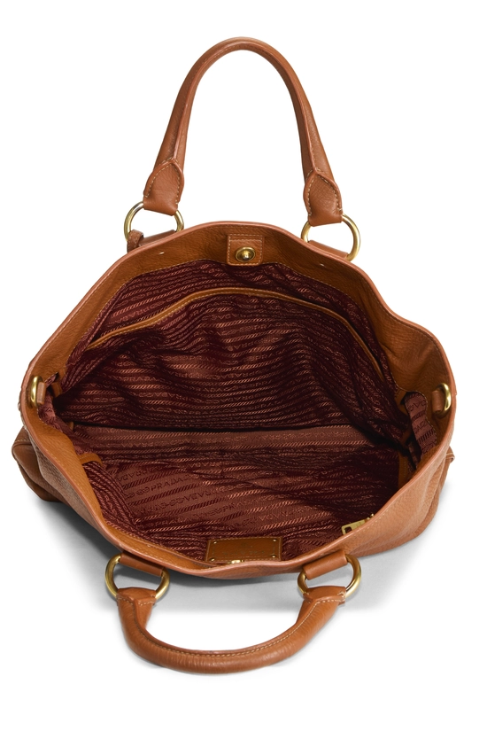 Orange Vitello Daino Shopping Tote Large, , large image number 5