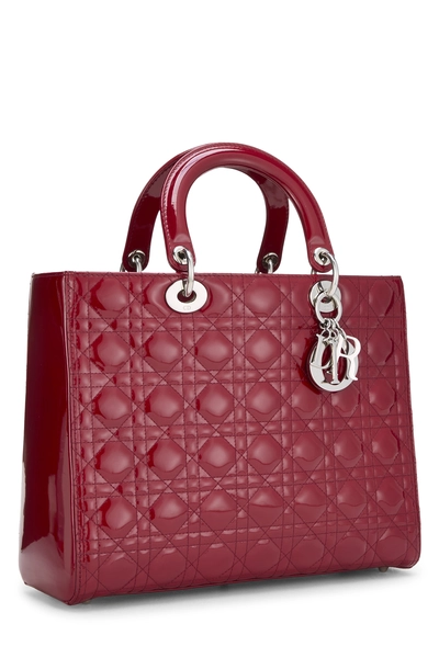 Red Cannage Quilted Patent Leather Lady Dior Large, , large