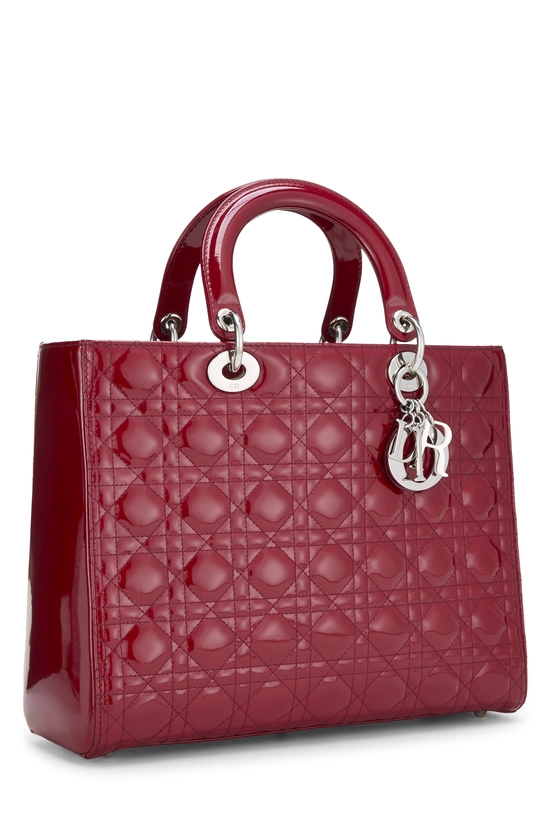 Red Cannage Quilted Patent Leather Lady Dior Large, , large image number 1