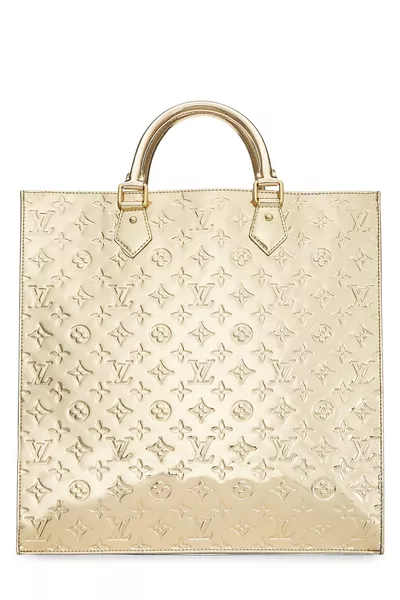 Gold Monogram Miroir Sac Plat