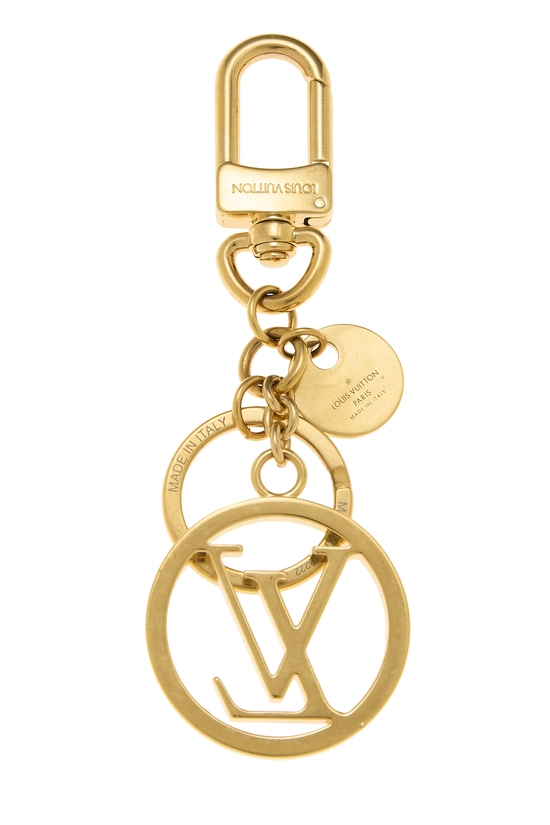 Gold Cutout Circle Logo Bag Charm, , large image number 1