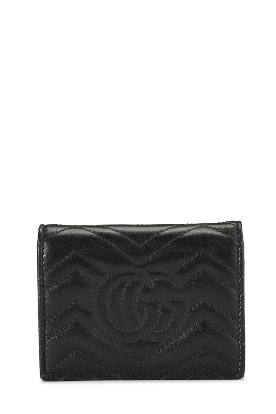 Black Leather GG Marmont Card Case, , large image number 2