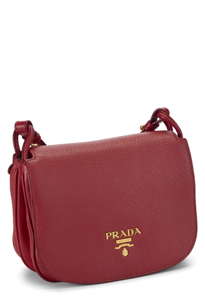 Red Vitello Daino Flap Crossbody Bag Small, , large