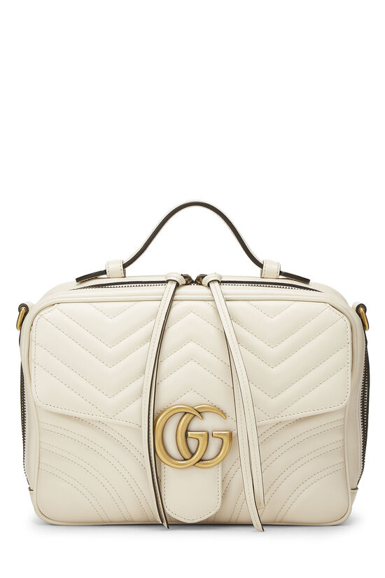 White Leather GG Marmont Top Handle Bag, , large image number 0