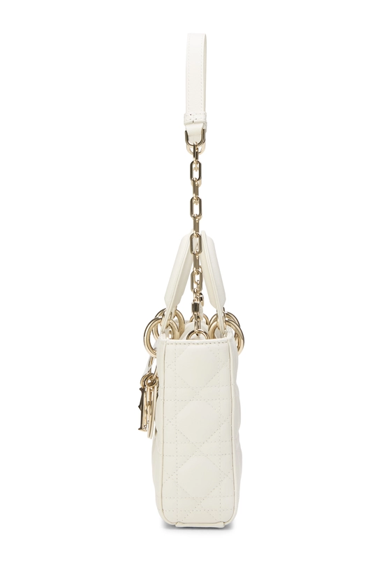 White Cannage Quilted Lambskin Lady D-Joy Bag Medium, , large image number 2