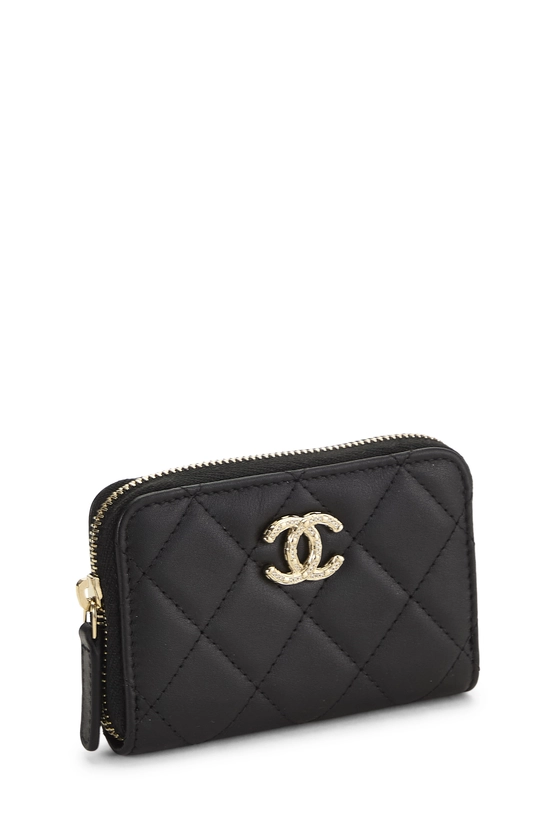 Black Lambskin Zip Around Coin Purse, , large image number 1