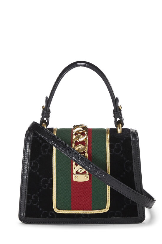 Black GG Velvet Sylvie Handbag Mini, , large image number 4