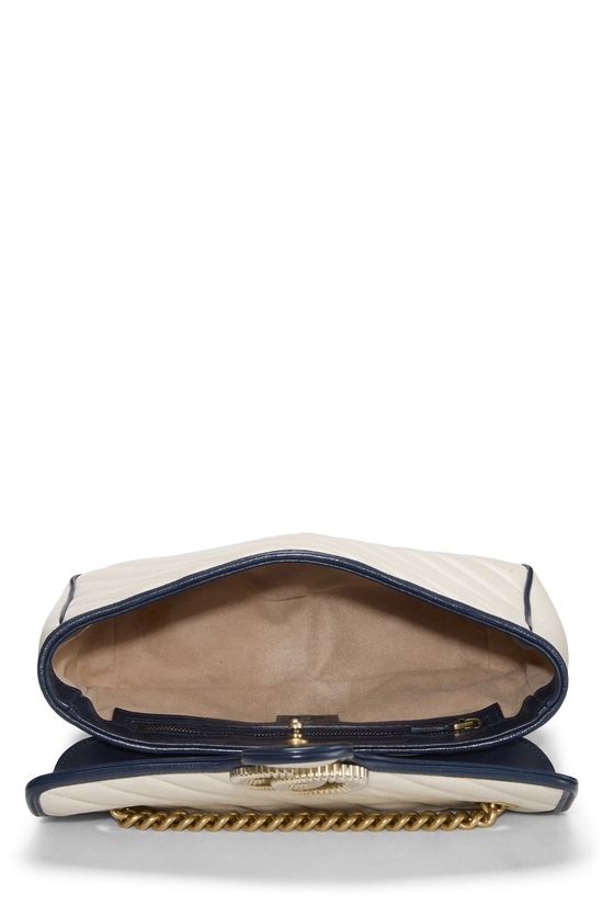 White Leather Torchon GG Marmont Shoulder Bag Small, , large image number 5