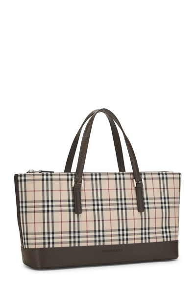 Brown House Check Jacquard Handbag Long, , large