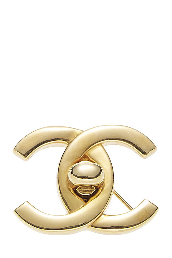 Gold 'CC' Turnlock Pin Large, , large image number 0