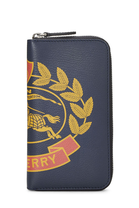 Navy Leather Zip-Around Wallet, , large image number 0