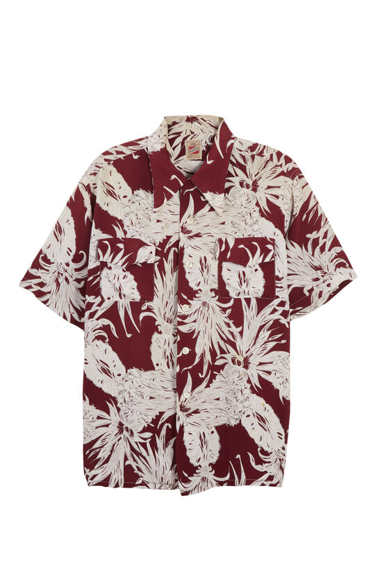 Burgundy Floral Ashfield Hawaiian Shirt, , large image number 0