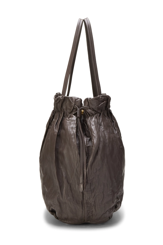 Brown Calfskin Drawstring Tote, , large image number 2
