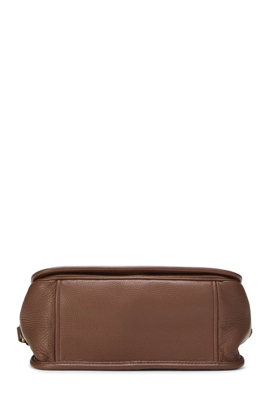 Brown Vitello Daino Flap Crossbody Bag, , large image number 4