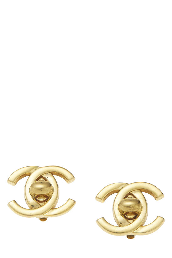 Gold 'CC' Turnlock Earrings Large, , large image number 1