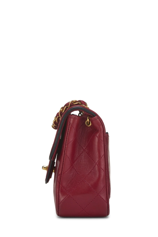 Red Quilted Lambskin Piped Half Flap Mini, , large image number 2