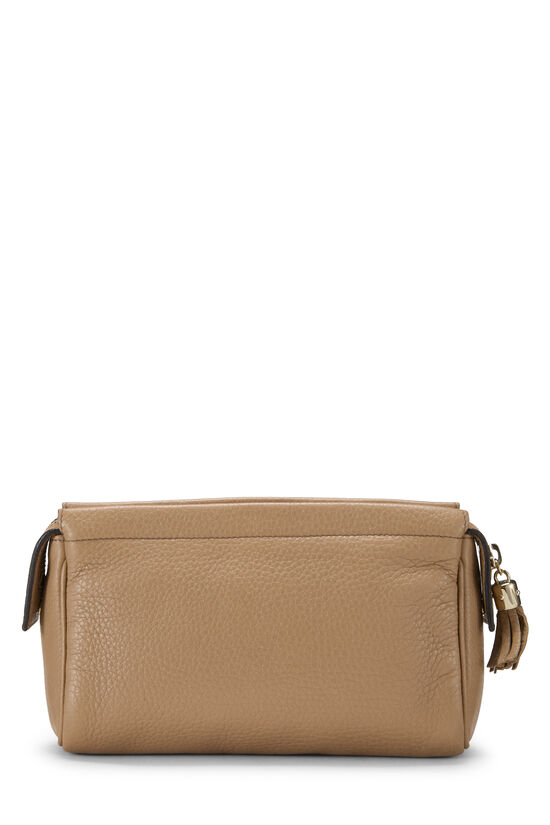 Beige Grained Leather Soho Cosmetic Pouch, , large image number 3