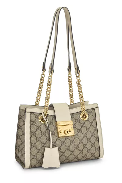 Ivory GG Supreme Canvas Padlock Tote Small, , large