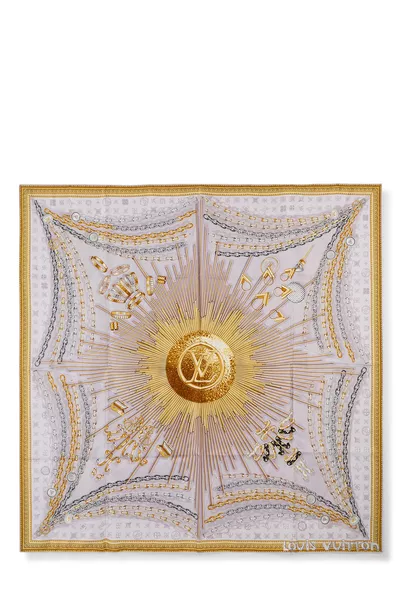 Purple & Multicolor Monogram Silk Scarf