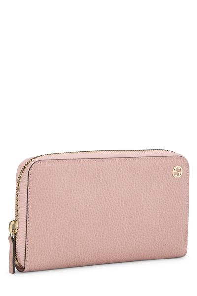 Pink Leather Interlocking GG Zip Around Wallet, , large