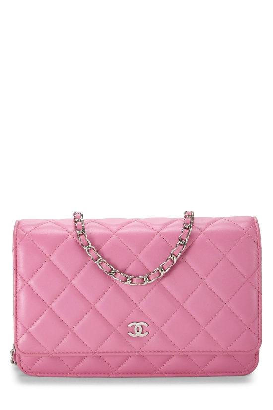 Pink Lambskin Classic Quilted Wallet on Chain (WOC), , large image number 0