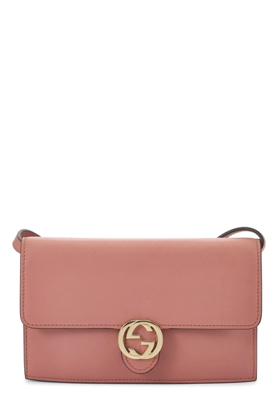 Gucci Pink Leather Interlocking Wallet On Chain (WOC)
