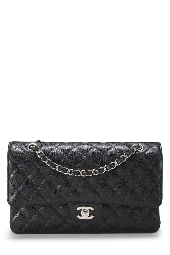 Black Quilted Caviar Classic Double Flap Medium, , large image number 0