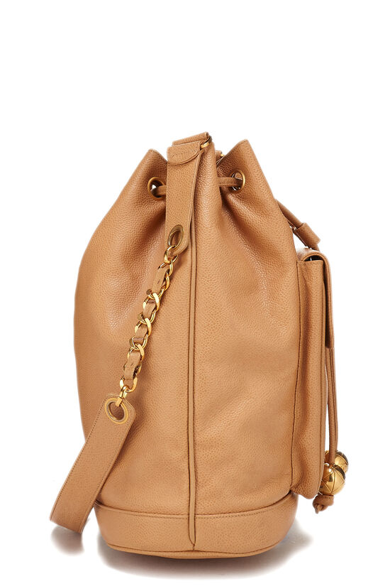 Beige Caviar Bucket Bag Large, , large image number 2