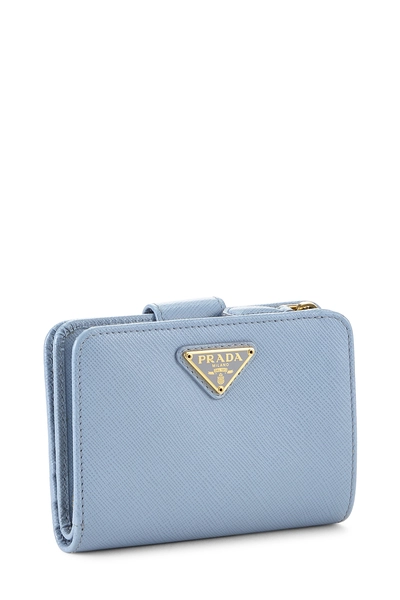 Blue Saffiano Zip Around Compact Wallet, , large