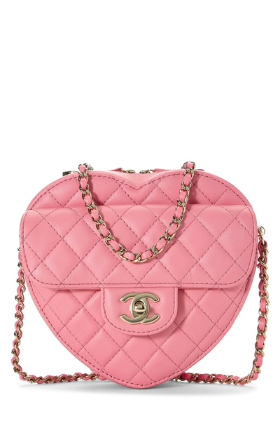 Chanel Pink Lambskin 'CC' In Love Heart Crossbody