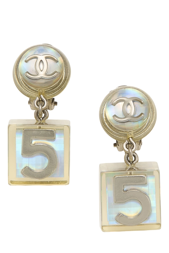 Clear Acrylic No. 5 Cube Earrings, , large image number 0