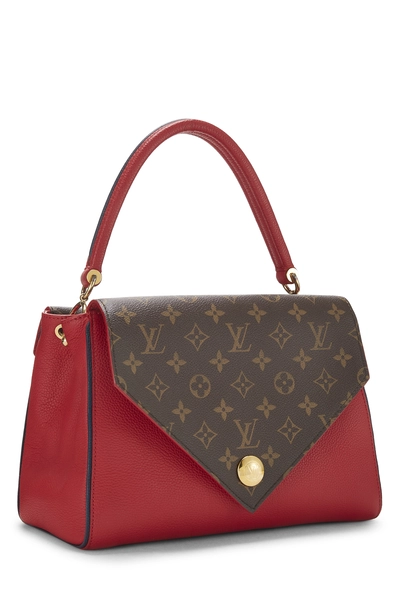Red Monogram Leather Double V Bag, , large
