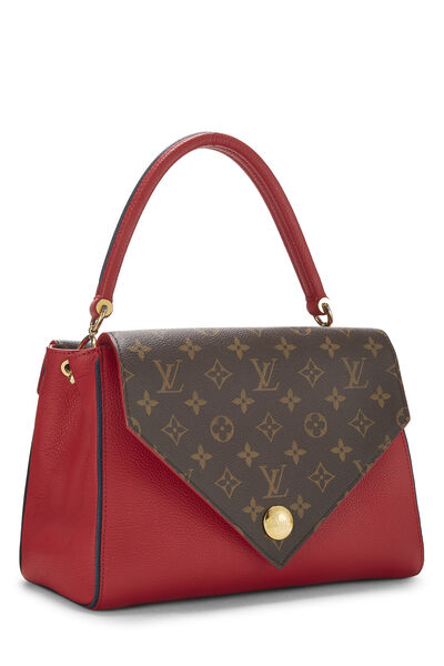 Red Monogram Leather Double V Bag, , large