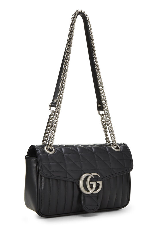 Black Leather GG Marmont Shoulder Bag Small, , large image number 1