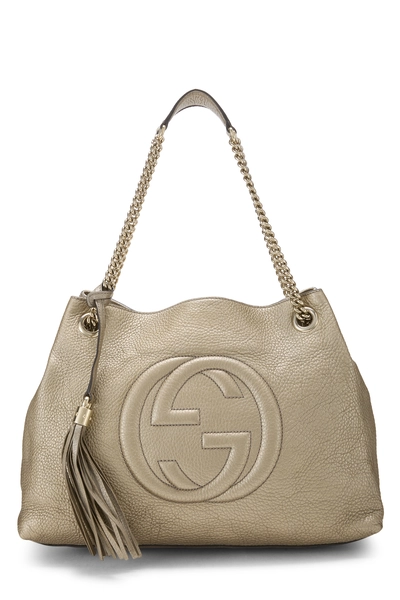 Gold Metallic Leather Soho Chain Tote
