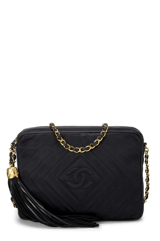 Black Satin Diamond 'CC' Camera Bag Small, , large image number 0