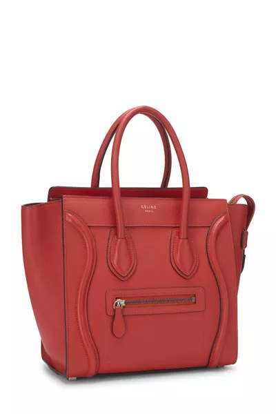 Orange Drummed Calfskin Luggage Micro, , large