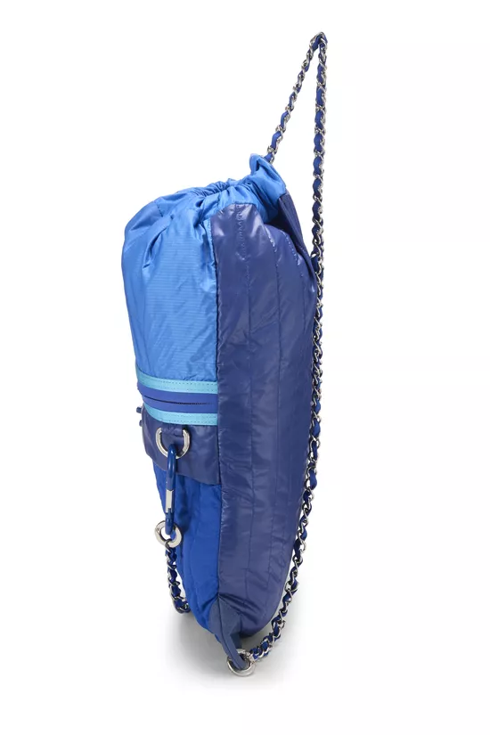 Blue Nylon Coco Neige Drawstring Backpack, , large image number 2