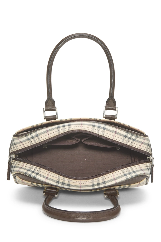 Brown Check Jacquard Canvas Bowler Bag Small, , large image number 5