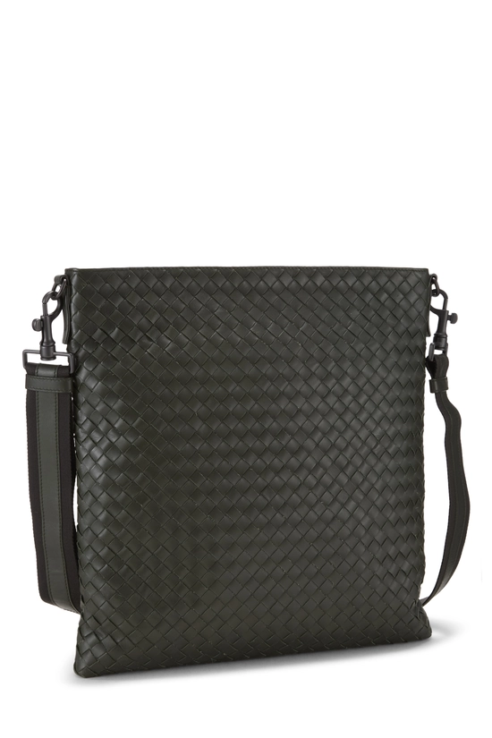 Green Intrecciato Flat Messenger Bag, , large image number 1