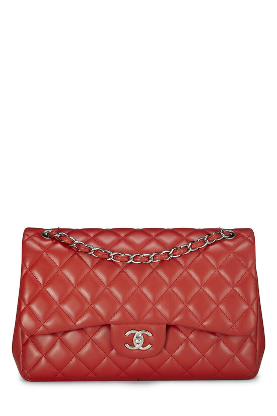 Red Quilted Lambskin New Classic Double Flap Jumbo, , large image number 1