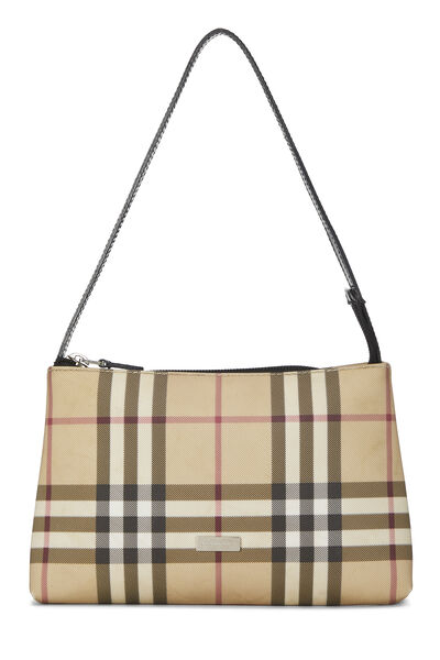 Beige House Check Coated Canvas Pochette