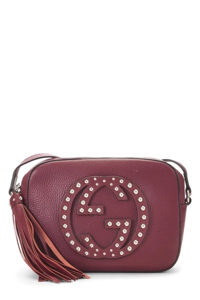 Gucci Burgundy Grained Leather Studded Soho Disco