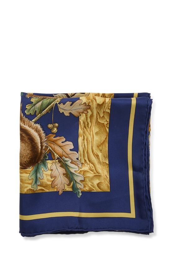 Pre-Owned Navy & Multicolor 'Casse-Noisette' Silk Scarf 90