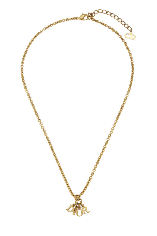 Gold Logo Letters Charm Necklace, , large image number 0