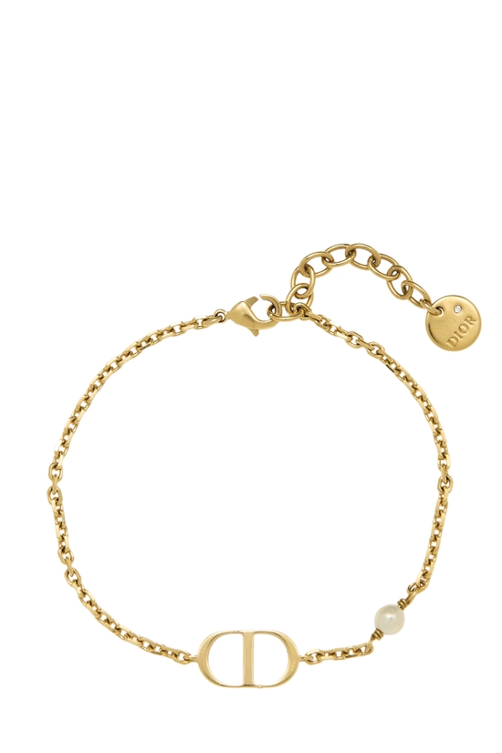 Gold Faux Pearl Petit 'CD' Bracelet, , large image number 0