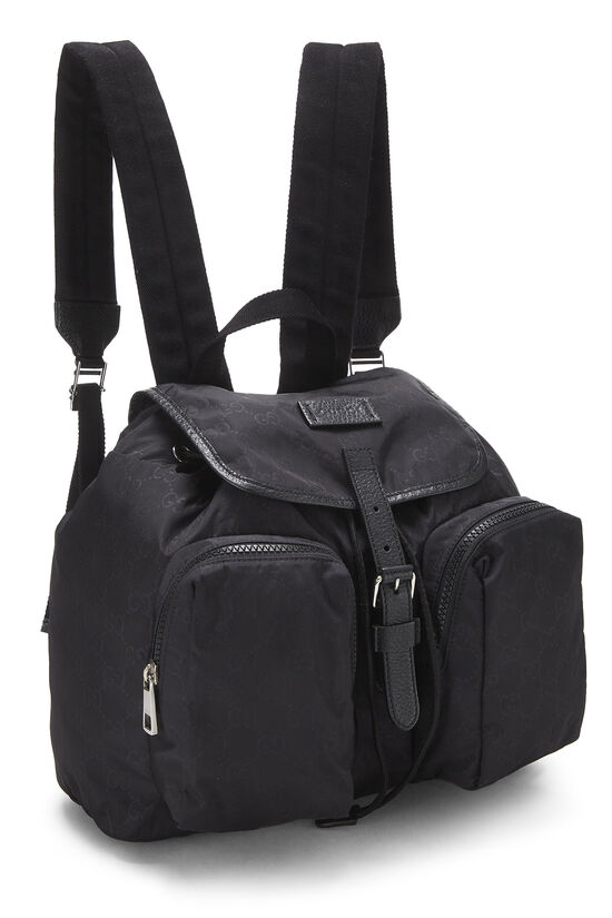 Black Nylon Double Pocket Backpack, , large image number 1